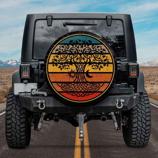 Discover Tree Of Life Sun And Moon Spare Tire Cover With Or Without Camera Hole