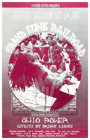 Discover GRAND FUNK RAILROAD 1970 Upstairs Ballroom Concert Poster Lima Ohio Marl