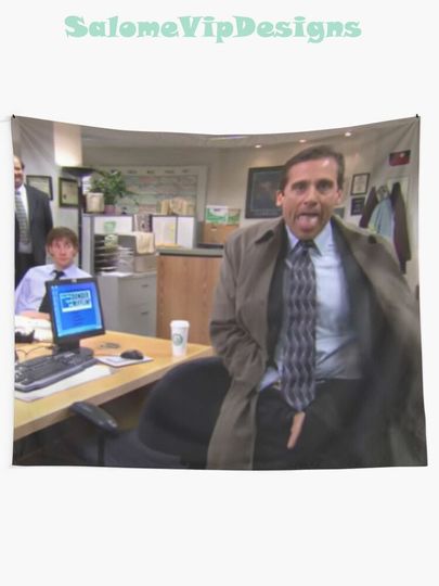 Discover Michael Scott Flashing The Office Tapestry, Michael Scott Memes Wall Tapestry