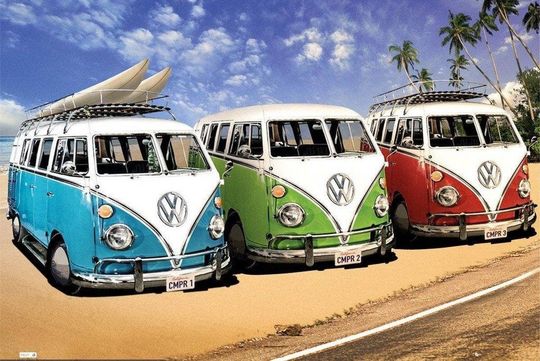 Discover VW Buses Surfboards On The Beach Endless Summer Surfing Poster