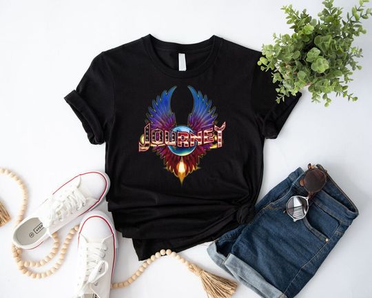 Discover Rock Band T-shirt - Journey, Journey 1980 Don't Stop Believin US Flag T-Shirt
