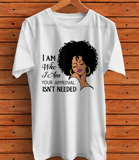 Discover Black Queen Lady Curly Natural Afro, African American Ladies Graphic T-Shirt