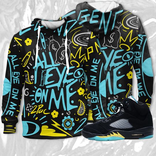 Discover All Eye On Me 3D Doodle Eye Hoodie Match Jordan 5 Aqua