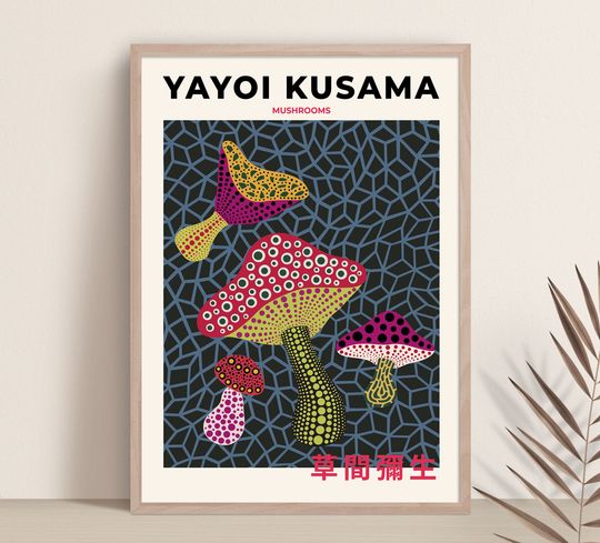 Discover Yayoi Kusama Mushroom Art Print - Japanese Gallery Wall Set