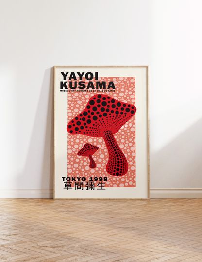 Discover Yayoi Kusama Mushroom Art Print - Museum Wall Art