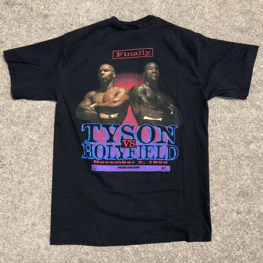 Discover Vintage 90s Mike Tyson vs Evander Holyfield Boxing T-shirt, Tyson Shirt
