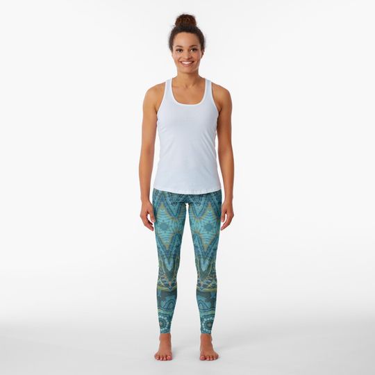 Discover Boho Blue Teal Stripes Pattern Leggings