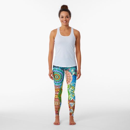 Discover indian mandala bohemian desigual pattern Leggings