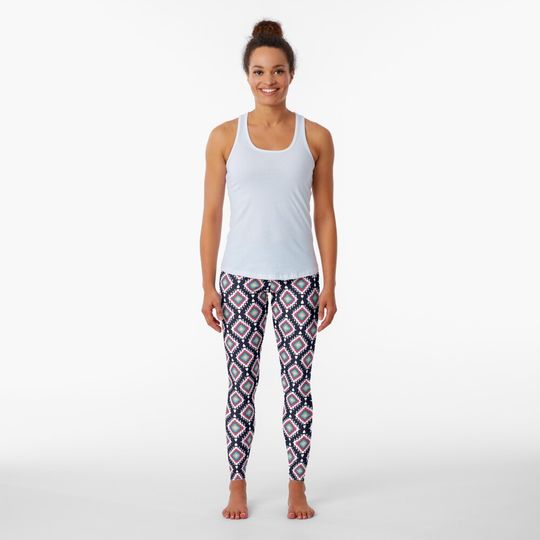Discover Ethnic bohemian geometric, ikat, Tribal, African, Indian traditional embroidery print. Leggings