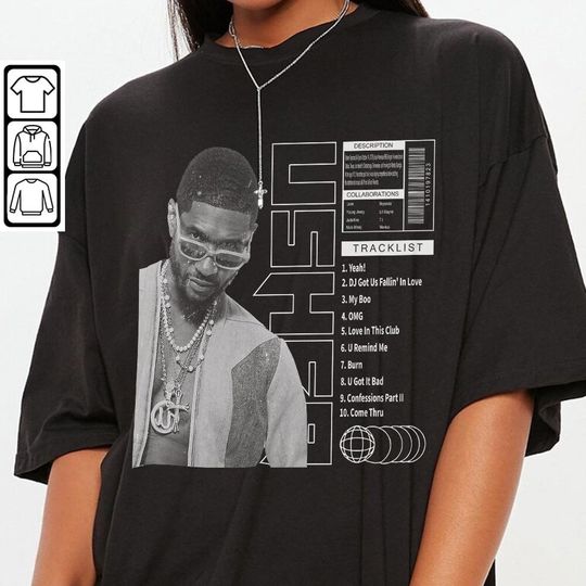 Discover Usher Tracklist Song Vintage Unisex Shirt, Usher Graphic Tee Shirt