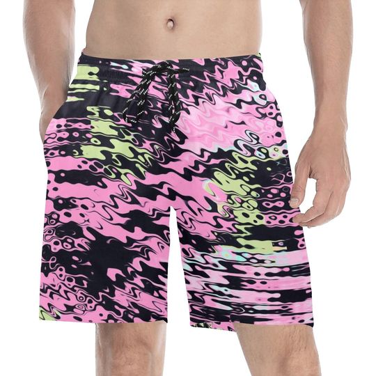 Discover Pink Bubble Gum Slime Rave Drip Men's Mid-Length Swim Shorts