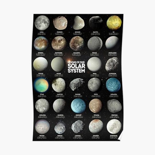 Discover Moons of Our Solar System Premium Matte Vertical Poster