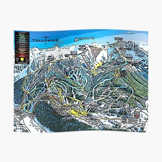 Discover Telluride Trail Map Premium Matte Vertical Poster