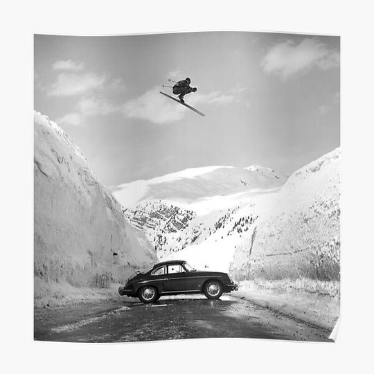 Discover Jump Over The Car Premium Matte Vertical Poster