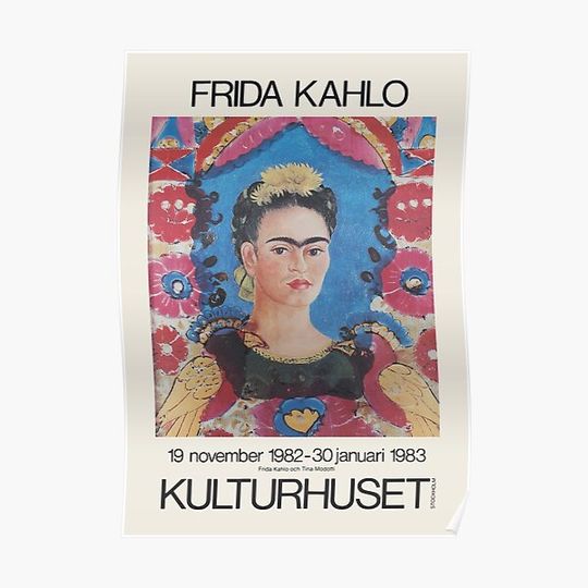 Discover Frida Kahlo - Exhibition poster for Kulturhuset, Stockholm, 1982 Premium Matte Vertical Poster