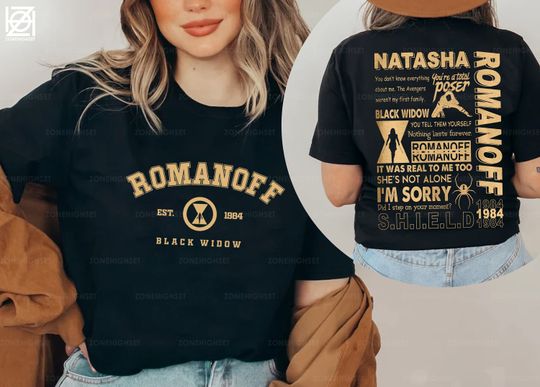 Discover Natasha Romanoff Double Side T-shirt, Black Widow Shirt