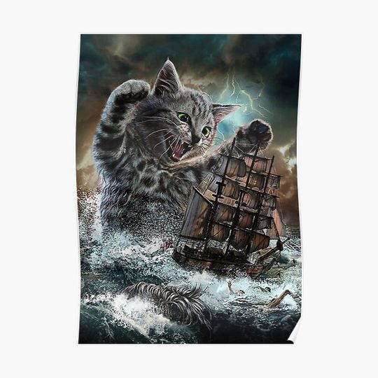 Discover Titan Cat Kraken Poster Premium Matte Vertical Poster