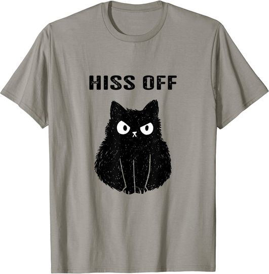 Discover Funny Black Cat Hiss Off Meow Cat T-Shirt