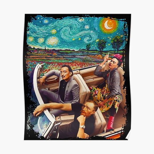 Discover Vincent-Van-Gogh-Frida-Salvador-Dali-Banksy-car Premium Matte Vertical Poster