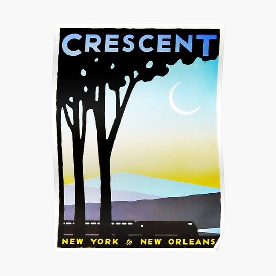 Discover Crescent New York to New Orleans Vintage Railway Travel Premium Matte Vertical Poster