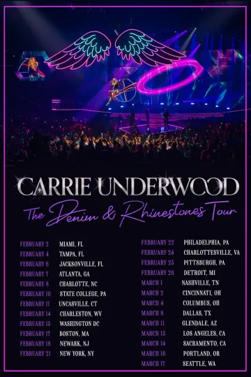 Discover 2023 Carrie Underwood Denim and Rhinestones Tour Poster