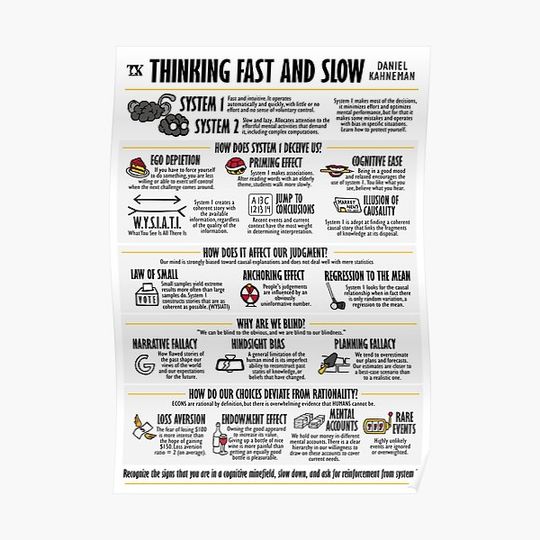 Discover Visual Book Thinking Fast and Slow (Daniel Kahneman) Premium Matte Vertical Poster