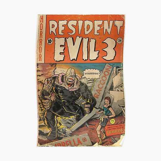 Discover Resident Evil 3 fan art comic book cover Premium Matte Vertical Poster