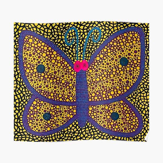 Discover Yayoi Kusama - Butterfly Exhibition Premium Matte Vertical Poster