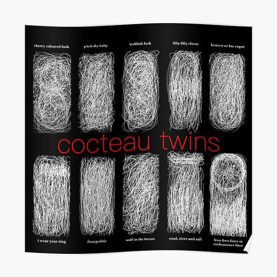 Discover Cocteau Twins Heaven or Las Vegas Album Scribble Series Premium Matte Vertical Poster