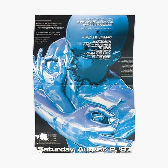 Discover Y2K BLUE RAVE FLYER Premium Matte Vertical Poster