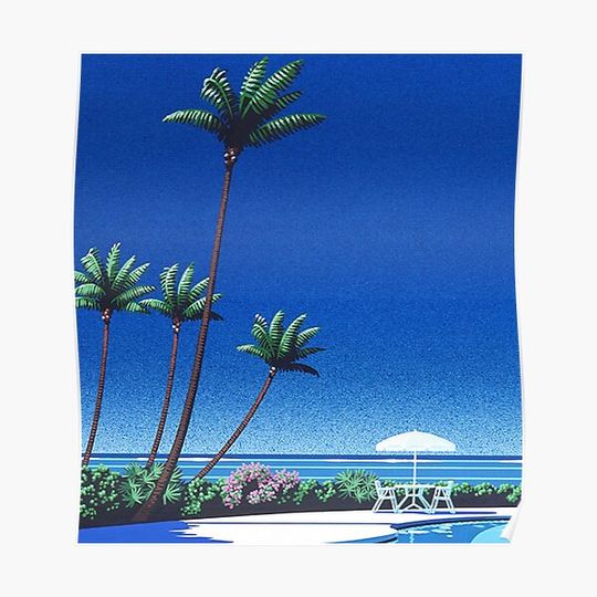 Discover Poolside | Nagai | Hiroshi Expressionism Art Premium Matte Vertical Poster