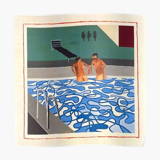 Discover david hockney two boys in a pool Premium Matte Vertical Poster