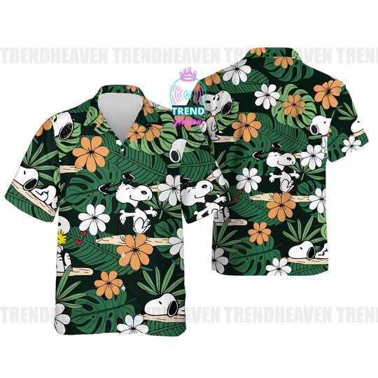 Discover Snoopy Dog Hawaiian Shirt, Tropical Palm Hawaii Shirt, Summer Vacation Beach