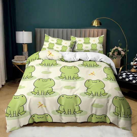 Discover Cartoon Frog Tie Dye Bedding Set - Animal Theme Quilt Cover