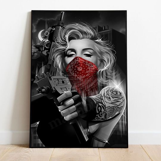 Discover Gangsta Marilyn Monroe Uzi Red Bandana