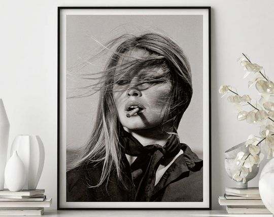 Discover Brigitte Bardot With Cigar On Wind Portrait Poster