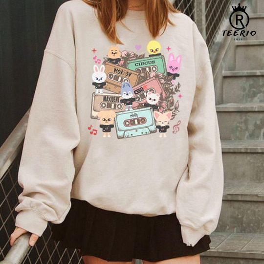 Discover Vintage Cassette Stray Kids Skz Sweatshirt, Kpop Sweatshirt
