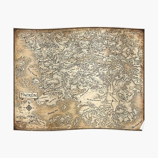 Discover Annotated Map Of Faerun Premium Matte Vertical Poster