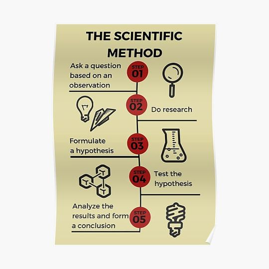Discover The 5 steps Of The Scientific Method In Order Premium Matte Vertical Poster