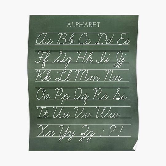 Discover Vintage Alphabet Chalkboard Poster - Cursive Premium Matte Vertical Poster