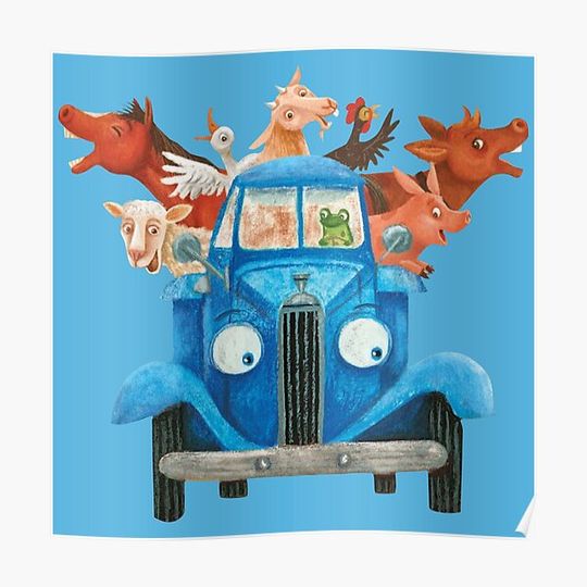 Discover Little blue truck with farm animals classic illustration Premium Matte Vertical Poster