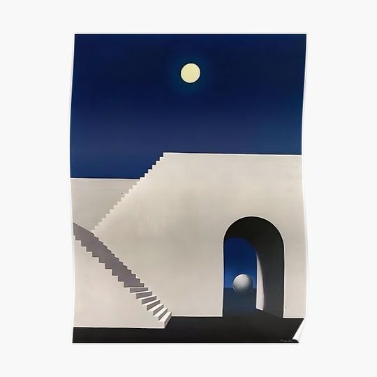 Discover Rene Magritte - Architecture in the moonlight premium matte vertical poster