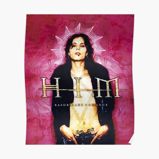Discover Him Band Tee Razorblade Romance Full T shirt Heartagram Ville valo Premium Matte Vertical Poster