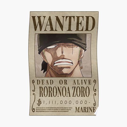 Discover Zoro Wanted Poster Post-Wano Updated Bounty Premium Matte Vertical Poster