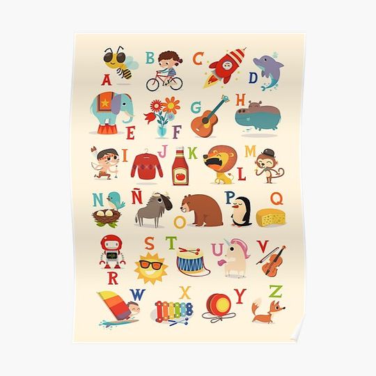 Discover Children's alphabet in Spanish Premium Matte Vertical Poster