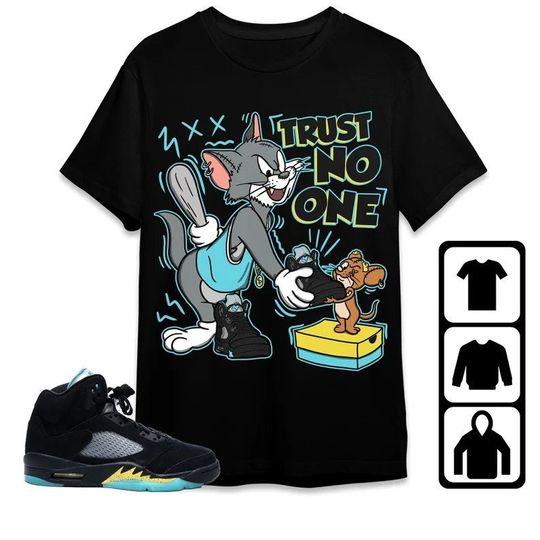 Discover Jordan 5 Aqua Unisex T-Shirt, Trust No One Cat And Mouse, Shirt To Match Sneaker