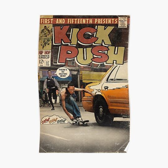 Discover Lupe Fiasco - Kick Push Comic Book Parody Premium Matte Vertical Poster