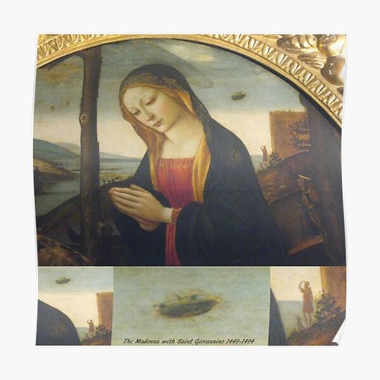 Discover UFO In Historical Painting High Quality Premium Matte Vertical Poster