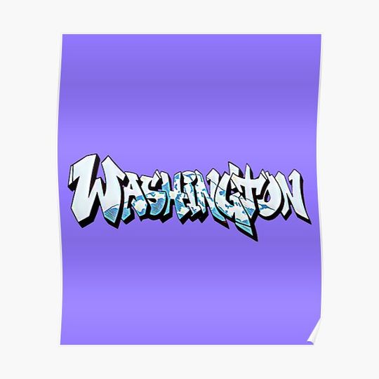 Discover Washington License Plate Graffiti - Purple - Available on stickers socks mugs and more Premium Matte Vertical Poster