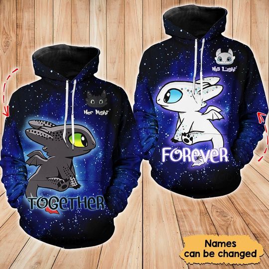 Discover Valentine Gifts, Night Fury And Light Fury Couple Hoodies, Personalized Toothless Couple Hoodies